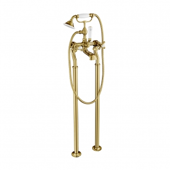 JTP Grosvenor Cross Freestanding Bath Shower Mixer Tap with Kit - Polished Gold