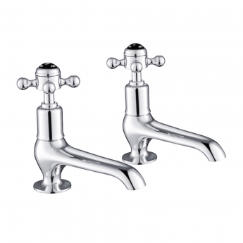 JTP Grosvenor Long Nose Basin Taps Pair Cross Handle - Chrome/Black