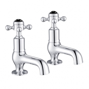 JTP Grosvenor Cloakroom Basin Taps Pair Cross Handle - Chrome/Black