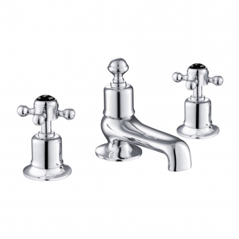 JTP Grosvenor 3-Hole Deck Mounted Bath Filler Tap Cross Handle - Chrome/Black