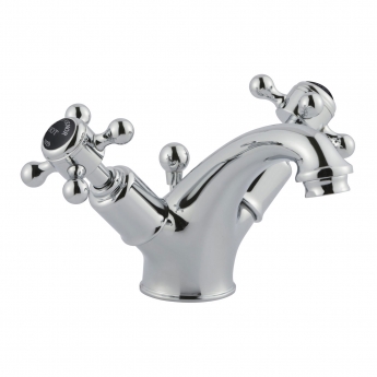 JTP Grosvenor Basin Mixer Tap with Pop Up Waste Cross Handle - Chrome/Black