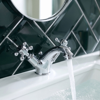 JTP Grosvenor Basin Mixer Tap with Pop Up Waste Cross Handle - Chrome/Black | Product Image