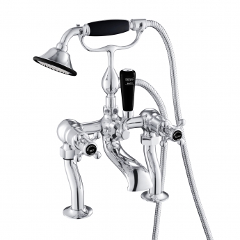 JTP Grosvenor Pillar Mounted Bath Shower Mixer Tap Cross Handle with Kit - Chrome/Black