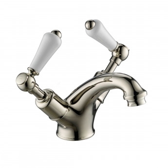 JTP Grosvenor Basin Mixer Tap with Pop Up Waste Lever Handle - Nickel