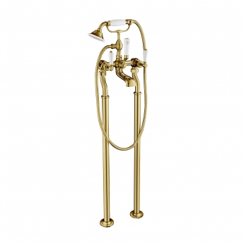 JTP Grosvenor Lever Freestanding Bath Shower Mixer Tap with Kit - Polished Gold