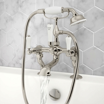 JTP Grosvenor Pillar Mounted Bath Shower Mixer Tap Lever Handle with Kit - Nickel | Product Image
