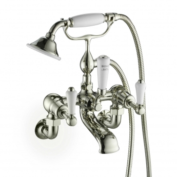 JTP Grosvenor Wall Mounted Bath Shower Mixer Tap Lever Handle with Shower Kit - Nickel