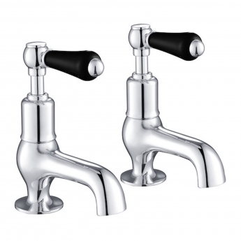 JTP Grosvenor Cloakroom Basin Taps Pair Lever Handle - Chrome/Black