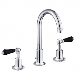 JTP Grosvenor 3-Hole Basin Mixer Tap Lever Handle - Chrome/Black