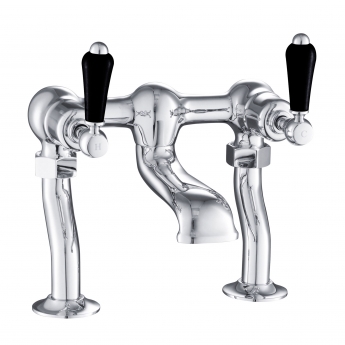 JTP Grosvenor Pillar Mounted Bath Filler Tap Lever Handle - Chrome/Black