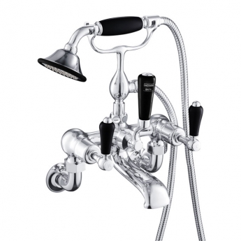 JTP Grosvenor Lever Wall Mounted Bath Shower Mixer Tap with Shower Kit - Chrome/Black