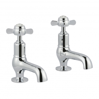 JTP Grosvenor Cloakroom Basin Taps Pair with pop-up waste Pinch Handle - Chrome
