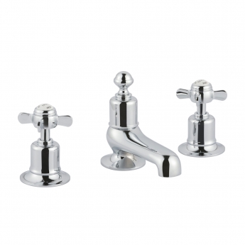 JTP Grosvenor 3-Hole Deck Mounted Basin Mixer Tap Pinch Handle - Chrome | Product Image