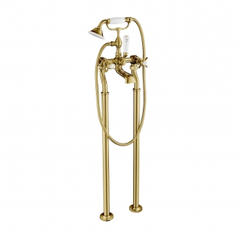 JTP Grosvenor Pinch Freestanding Bath Shower Mixer Tap with Kit - Polished Gold