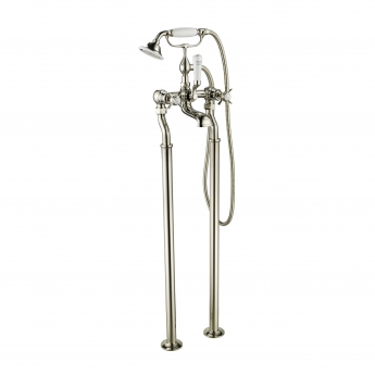 JTP Grosvenor Pinch Freestanding Bath Shower Mixer Tap with Kit - Nickel