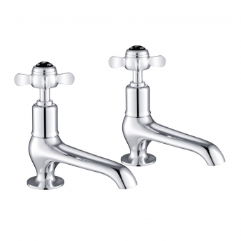 JTP Grosvenor Long Nose Basin Taps Pair Pinch Handle - Chrome/Black