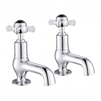 JTP Grosvenor Cloakroom Basin Taps Pair with pop-up waste Pinch Handle - Chrome/Black