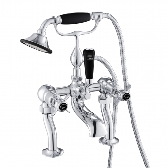 JTP Grosvenor Pillar Mounted Bath Shower Mixer Tap Pinch Handle with Kit - Chrome/Black