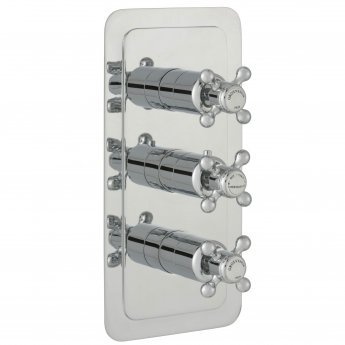 JTP Grosvenor Cross Vertical Thermostatic Concealed 2 Outlets Shower Valve Triple Handle - Chrome/White | Product Image