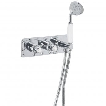 JTP Grosvenor Thermostatic Concealed Shower Valve Dual Cross Handle with Handset - Chrome | Product Image