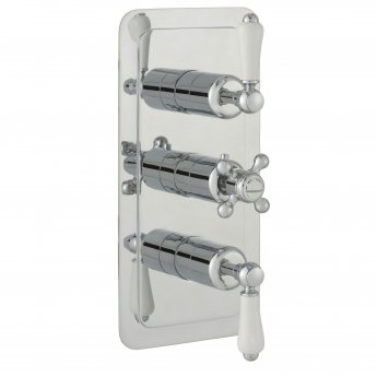 JTP Grosvenor Lever Vertical Thermostatic Concealed 2 Outlets Shower Valve Triple Handle - Chrome | Product Image