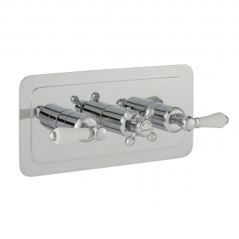 JTP Grosvenor Lever Horizontal Thermostatic Concealed 3 Outlets Shower Valve Triple Handle - Chrome/White | Product Image