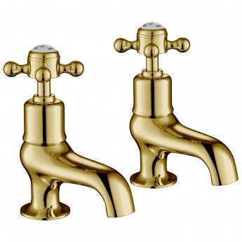 JTP Grosvenor Bath Taps Pair Cross Handle - Polished Gold