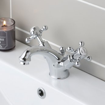 JTP Grosvenor Basin Mixer Tap with Pop Up Waste Cross Handle - Chrome