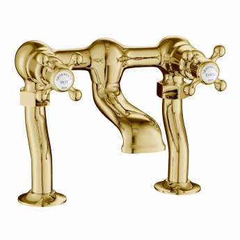 JTP Grosvenor Cross Pillar Mounted Bath Filler Tap Cross Handle - Polished Gold
