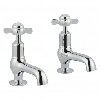 JTP Grosvenor Cloakroom Basin Taps Pair with pop-up waste Pinch Handle - Chrome
