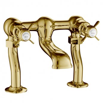 JTP Grosvenor Pillar Mounted Bath Filler Tap Pinch Handle - Polished Gold