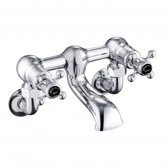 JTP Grosvenor Cross Wall Mounted Bath Filler Tap - Chrome/Black | Product Image
