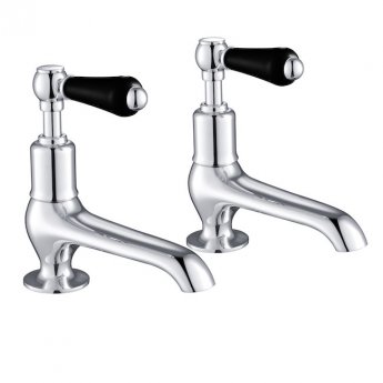 JTP Grosvenor Long Nose Basin Taps Pair Lever Handle - Chrome/Black