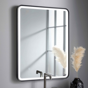 JTP Hix Bathroom Mirror With Light 800mm H x 600mm W - Matt Black