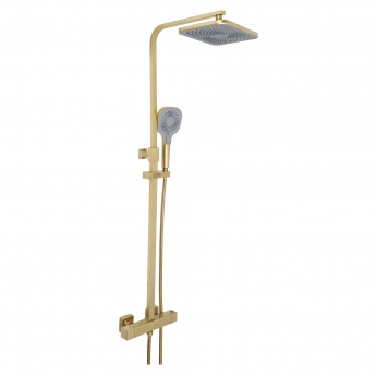 JTP HIX Thermostatic Bar Mixer Shower with Shower Kit and Fixed Head - Brushed Brass