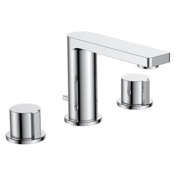 JTP Hugo 3-Hole Deck Mounted Basin Mixer Tap with Pop Up Waste - Chrome
