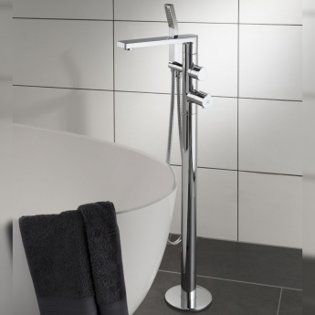 JTP Hugo Thermostatic Freestanding Bath Shower Mixer Tap with Kit - Chrome