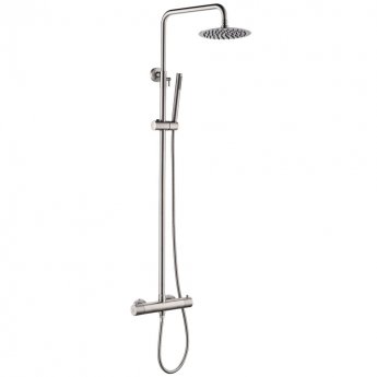 JTP Inox Thermostatic Bar Mixer Shower with Shower Kit + Fixed Head - Stainless Steel