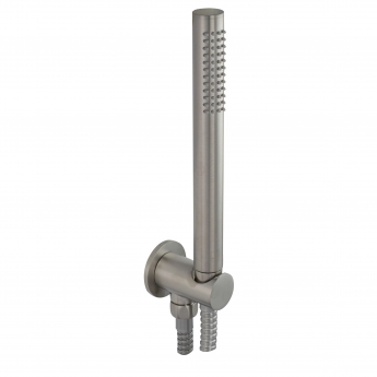 JTP Inox Round Water Outlet with Holder Metal Hose and Slim Handshower - Stainless Steel