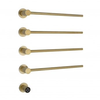 JTP Onyx Electric Towel Rail 610mm H x 536mm W - Brushed Brass