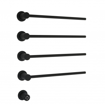 JTP Onyx Electric Towel Rail 610mm H x 536mm W - Matt Black | Product Image