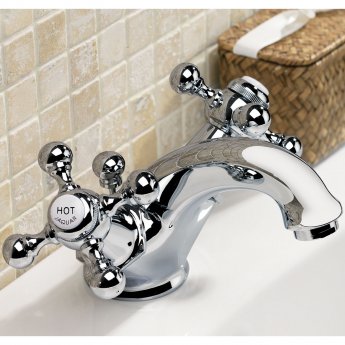 JTP Queens Mono Basin Mixer Tap with Pop Up Waste Dual Handle - Chrome