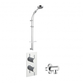 JTP Round Thermostatic Dual Concealed Mixer Shower with Slider Rail Kit - Chrome
