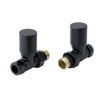 JTP Straight Radiator Valve Pair Pack - Matt Black | Product Image