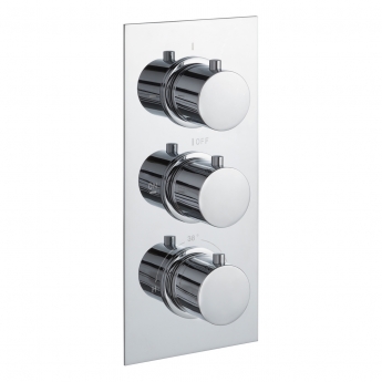 JTP Round Thermostatic Concealed 2 Outlets Shower Valve Triple Handle - Chrome