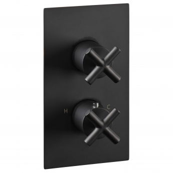 JTP Solex Vertical Thermostatic Concealed 1 Outlet Shower Valve Dual Handle - Matt Black | Product Image