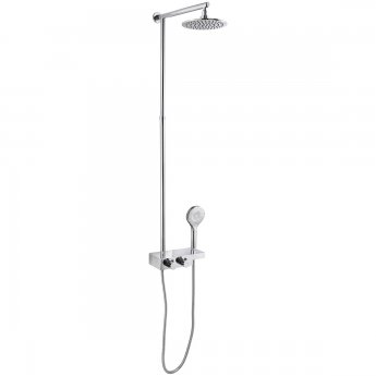 JTP Thermostatic Shower Pole with Fixed Shower Head and Shower Handset- Chrome