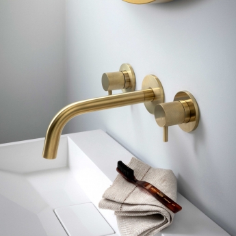 JTP Vos Wall Mounted Bath / Basin Spout 200mm - Brushed Brass