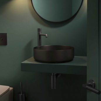 JTP Vos Round Sit-On Countertop Basin 360mm Wide - Brushed Black