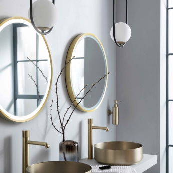 JTP Vos Bathroom Mirror 600mm Diameter With Light - Brushed Brass